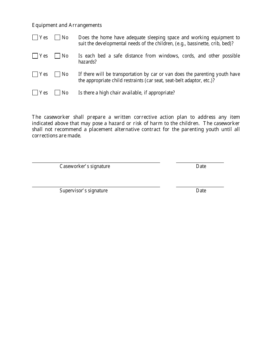 Form CFS453-B Placement Alternative Contract Additional Safety Checklist for a Parenting Youth Whose Children Will Share or Visit the Placement - Illinois, Page 2