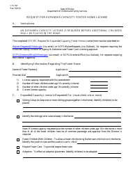 Form CFS591 Request for Expanded Capacity Foster Home License - Illinois