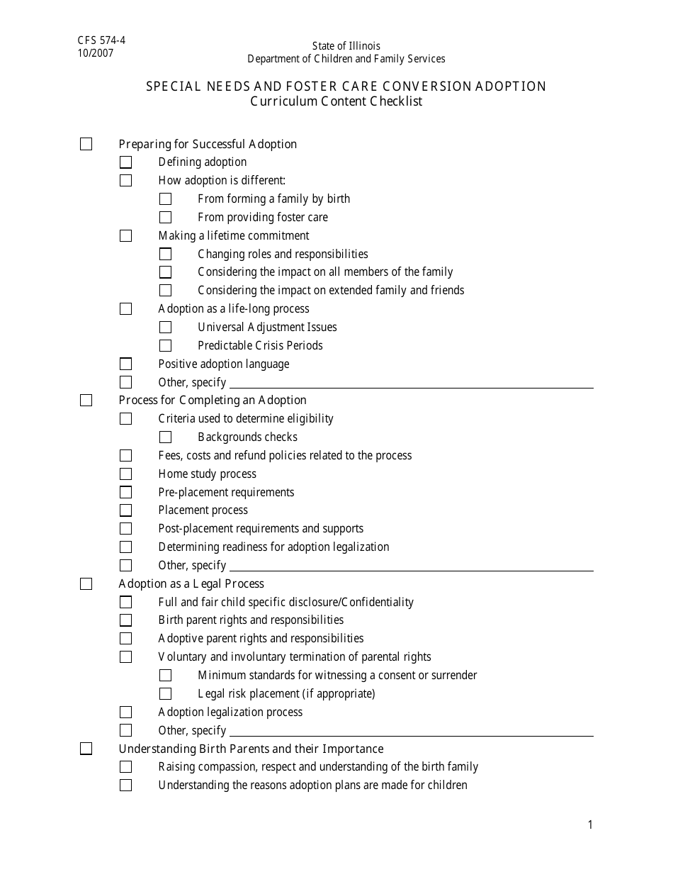 Form CFS574-2 Agency Reporting Form for Adoptive Parent Training Curriculum - Illinois, Page 5