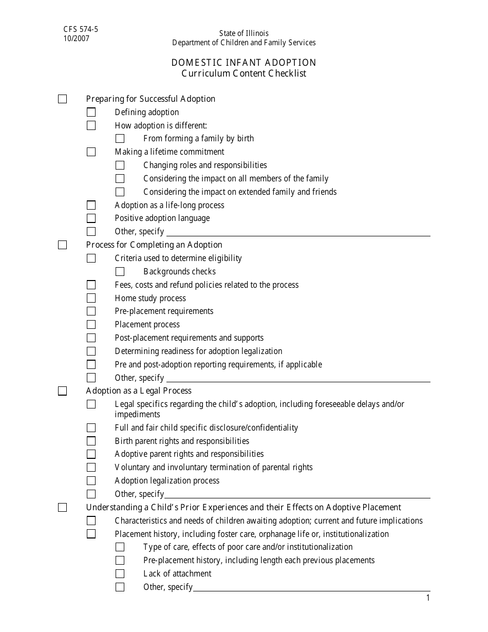 Form CFS574-2 Agency Reporting Form for Adoptive Parent Training Curriculum - Illinois, Page 7