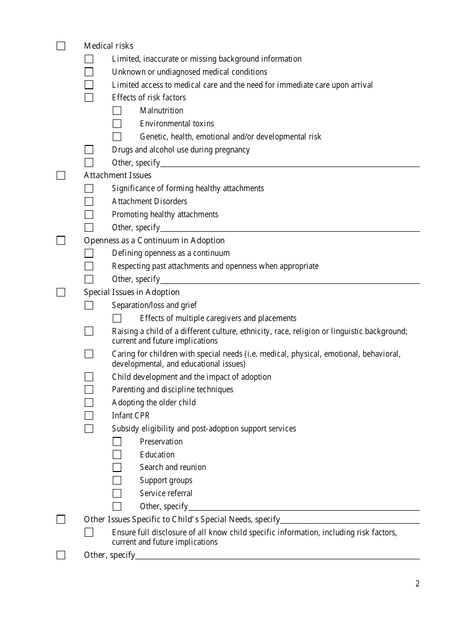 Form CFS574-2 Agency Reporting Form for Adoptive Parent Training Curriculum - Illinois, Page 8