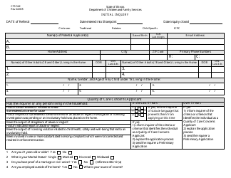 Document preview: Form CFS542 Initial Inquiry - Illinois