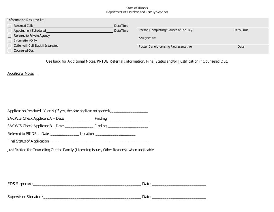 Form CFS542 Initial Inquiry - Illinois, Page 3