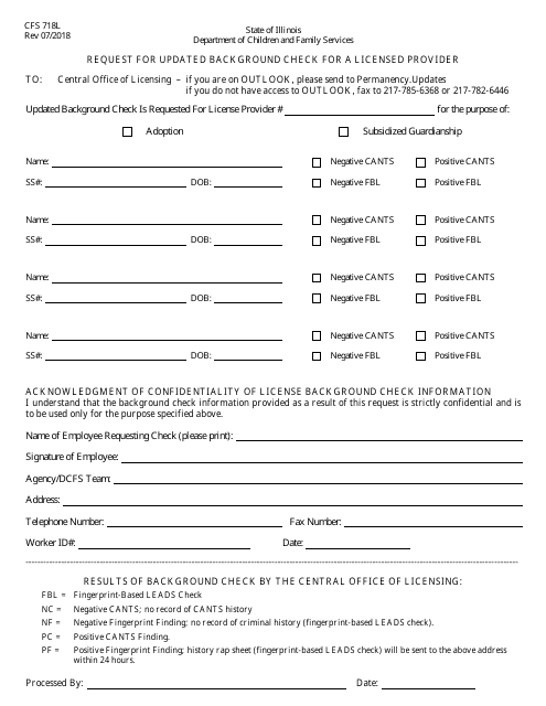 Form CFS718L  Printable Pdf