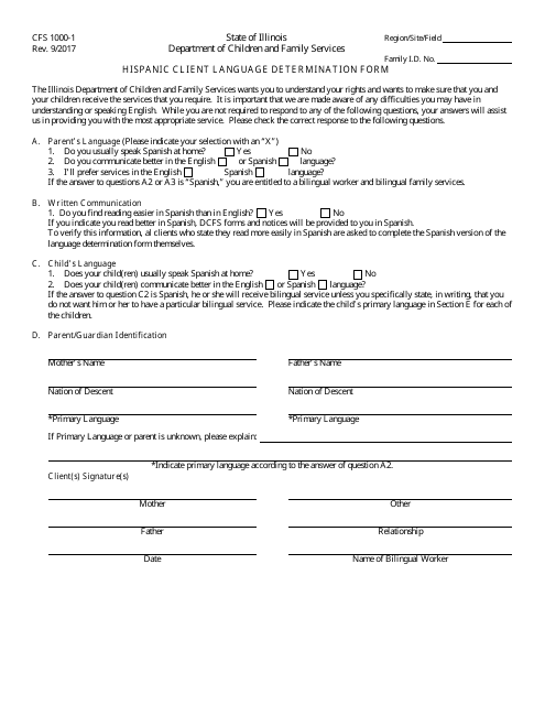 Form CFS1000-1  Printable Pdf