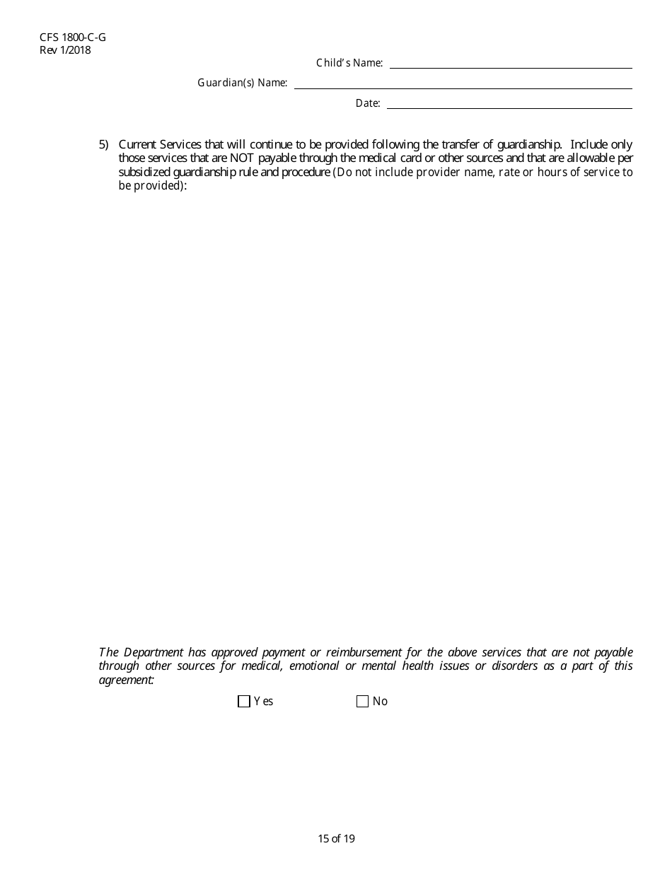 Form CFS1800-C-G Subsidized Guardianship Agreement - Illinois, Page 15