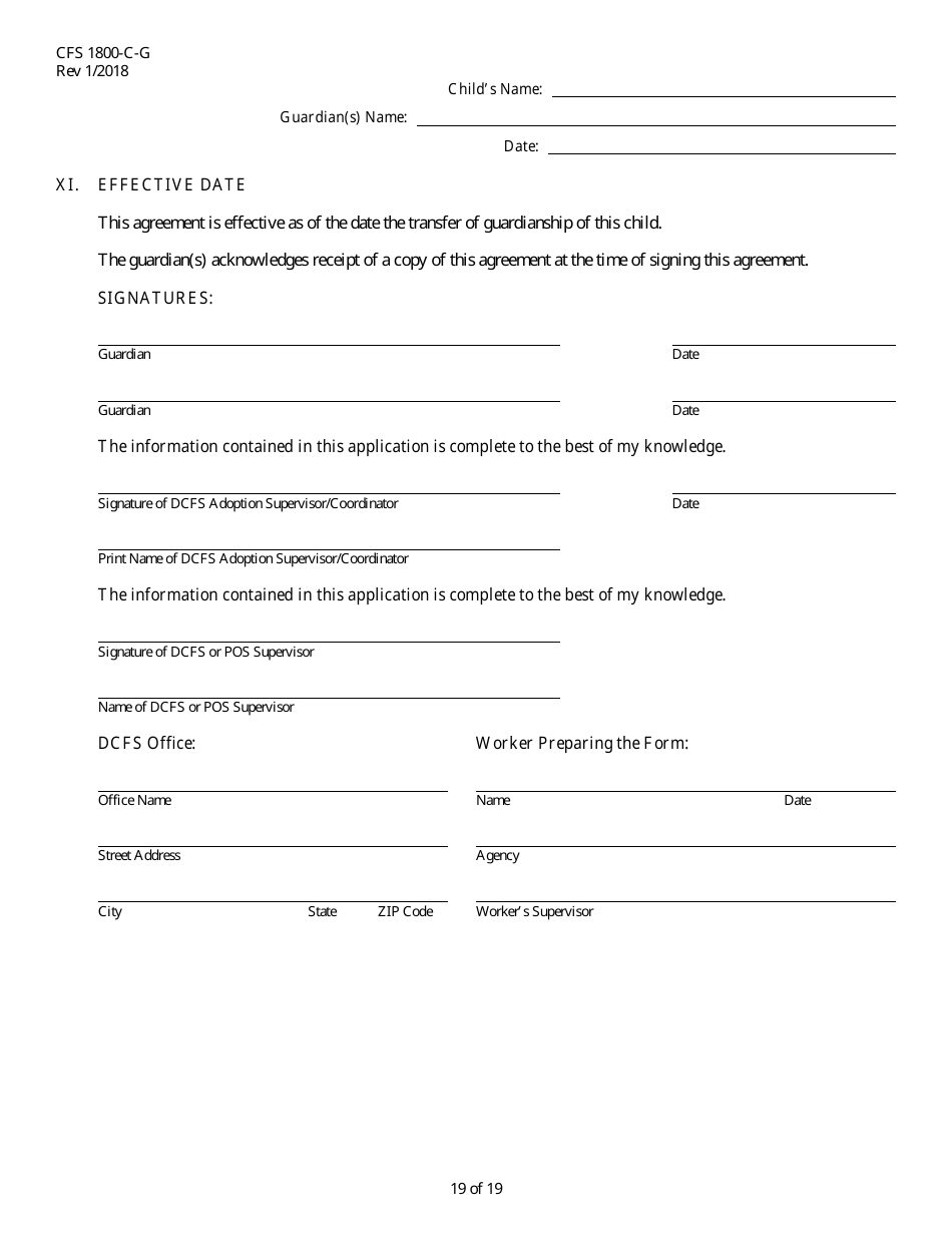 Form CFS1800-C-G Subsidized Guardianship Agreement - Illinois, Page 19