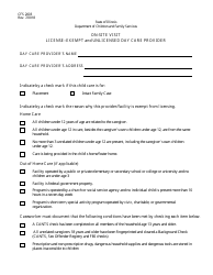 Form CFS2003 On-Site Visit License-Exempt and Unlicensed Day Care Provider - Illinois