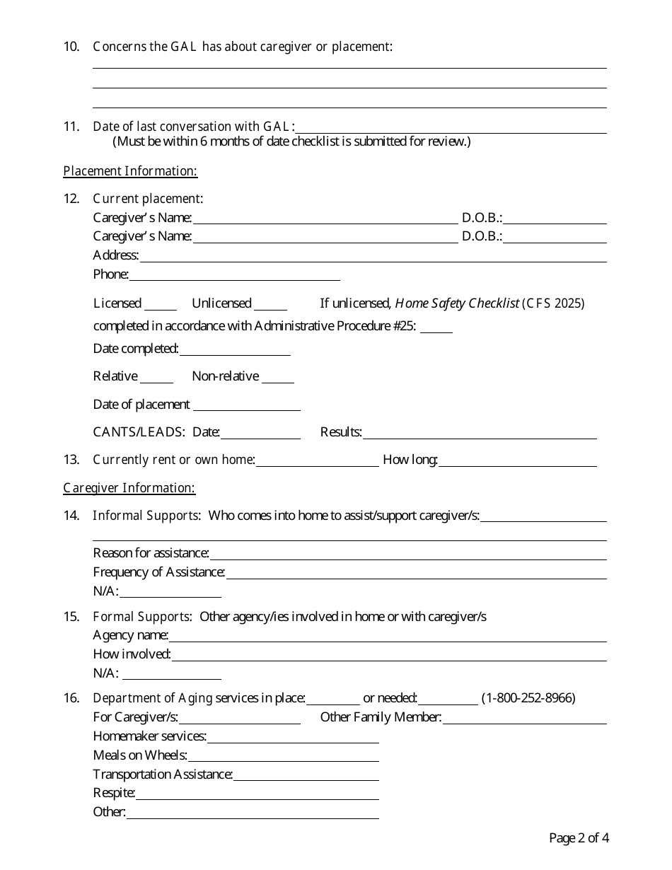 Form CFS1800-U 60+ Subsidy Checklist - Illinois, Page 2