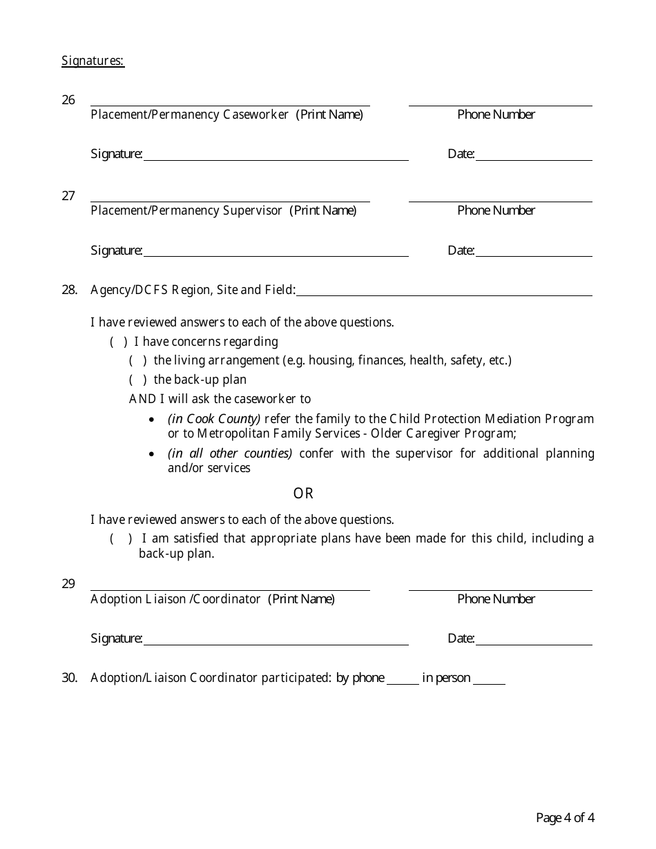 Form CFS1800-U 60+ Subsidy Checklist - Illinois, Page 4