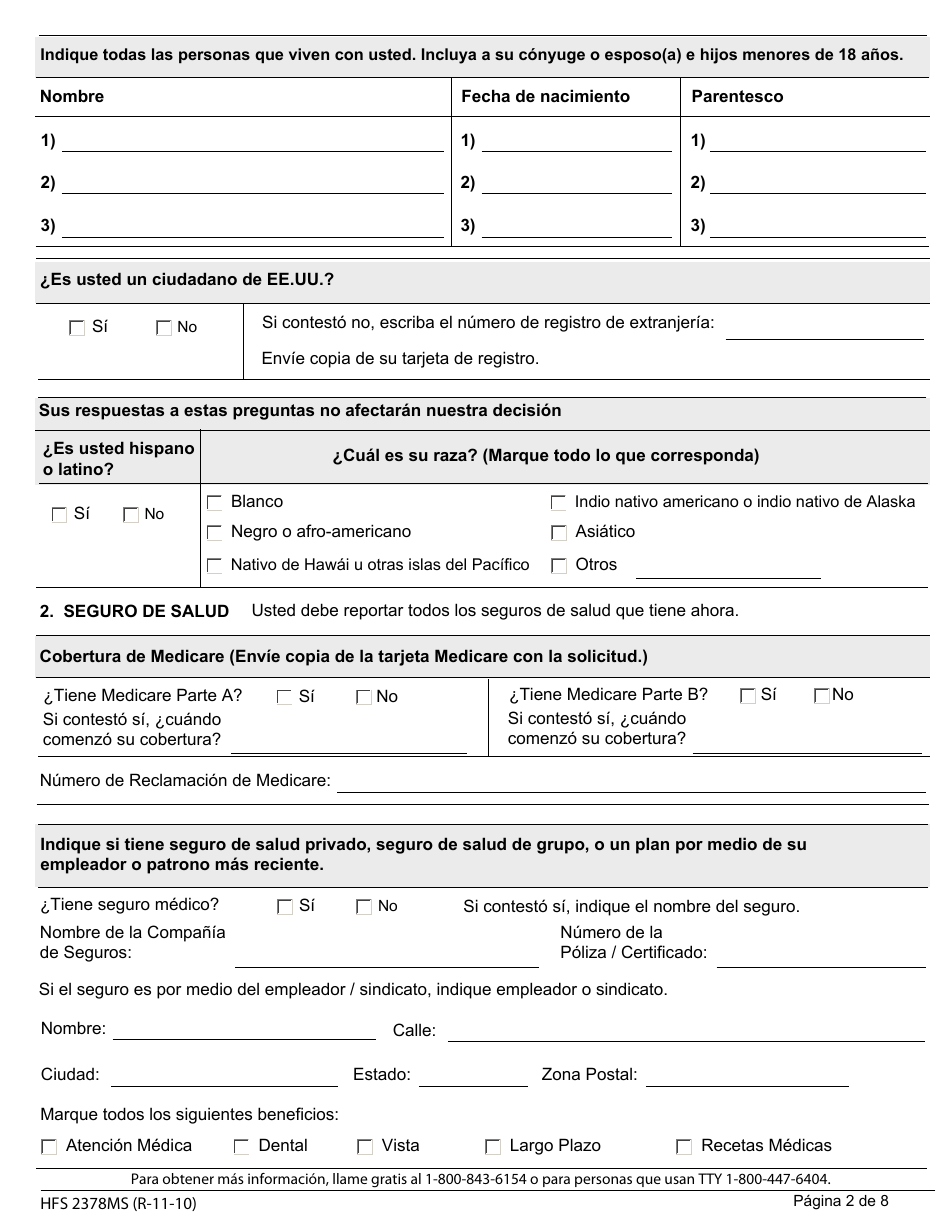 Formulario HFS2378MS Solicitud Por Correo Para Pagos De Primas, Deducibles Y Cuotas Del Medicare - Illinois (Spanish), Page 2