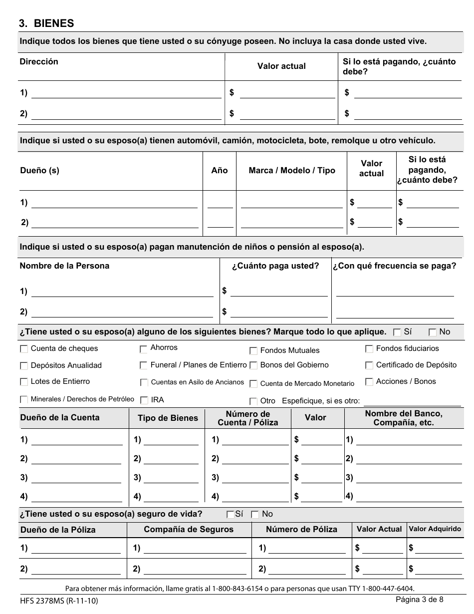Formulario HFS2378MS Solicitud Por Correo Para Pagos De Primas, Deducibles Y Cuotas Del Medicare - Illinois (Spanish), Page 3