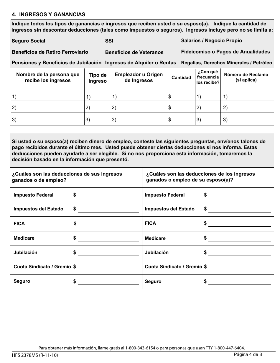 Formulario HFS2378MS Solicitud Por Correo Para Pagos De Primas, Deducibles Y Cuotas Del Medicare - Illinois (Spanish), Page 4