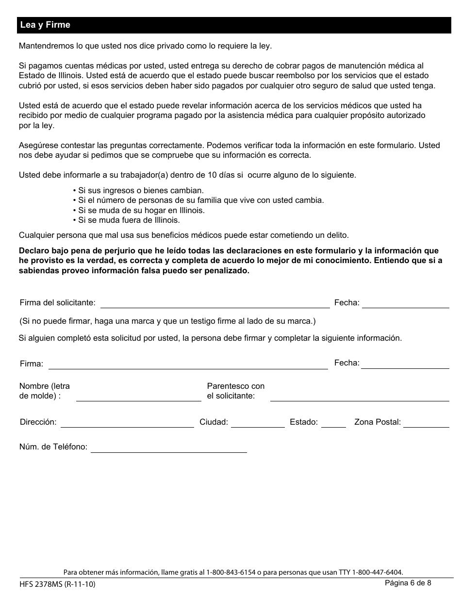 Formulario HFS2378MS Solicitud Por Correo Para Pagos De Primas, Deducibles Y Cuotas Del Medicare - Illinois (Spanish), Page 6