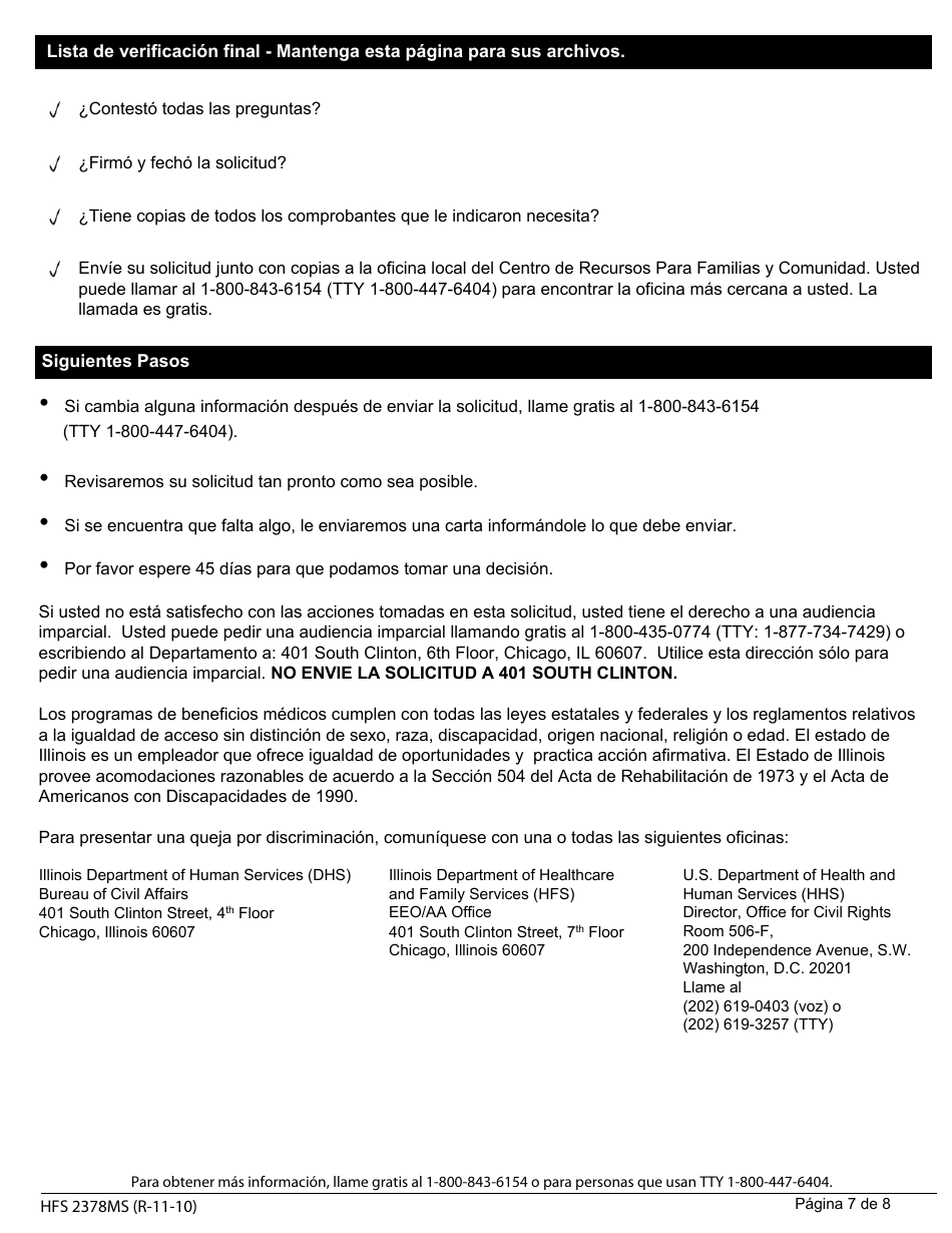 Formulario HFS2378MS Solicitud Por Correo Para Pagos De Primas, Deducibles Y Cuotas Del Medicare - Illinois (Spanish), Page 7