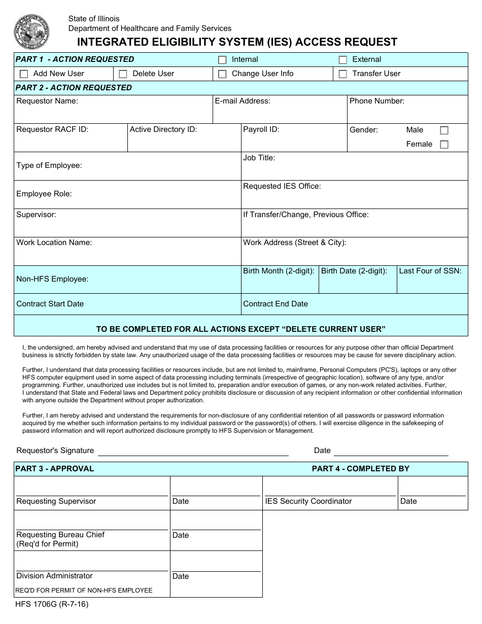 Form HFS1706G - Fill Out, Sign Online and Download Fillable PDF ...