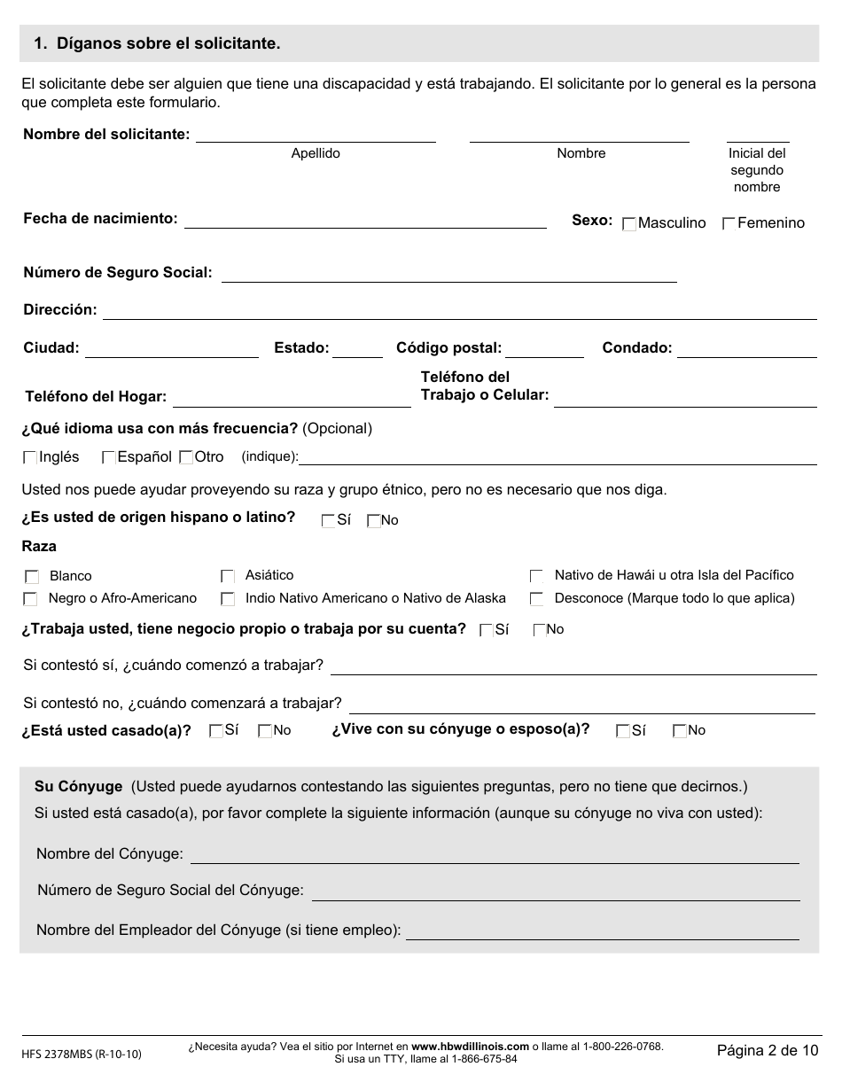 Formulario HFS2378MBS Beneficios De Salud Para Trabajadores Con Discapacidades (Solicitud Por Correo) - Illinois (Spanish), Page 3
