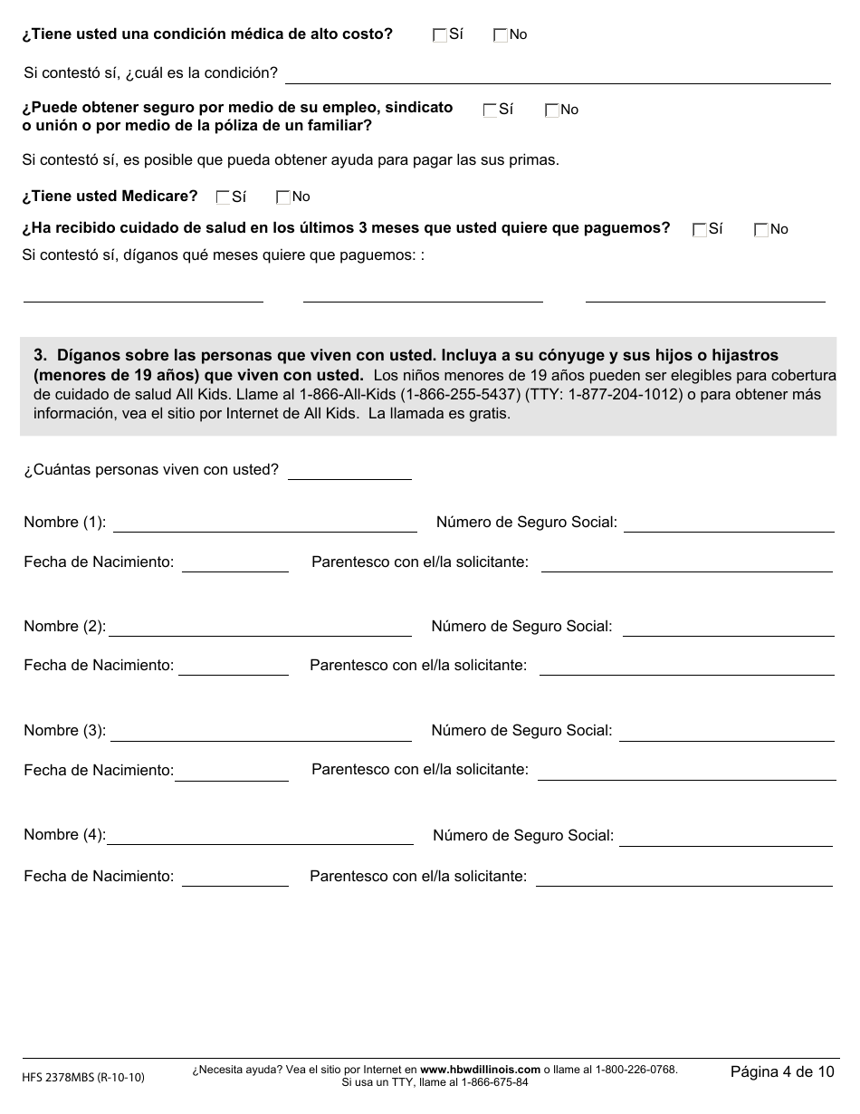 Formulario HFS2378MBS Beneficios De Salud Para Trabajadores Con Discapacidades (Solicitud Por Correo) - Illinois (Spanish), Page 5