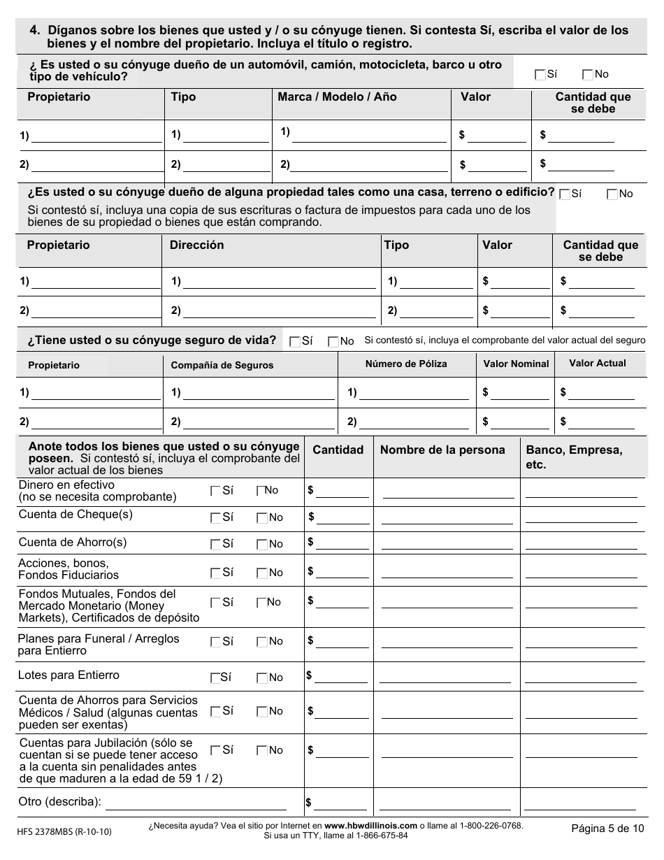 Formulario HFS2378MBS Beneficios De Salud Para Trabajadores Con Discapacidades (Solicitud Por Correo) - Illinois (Spanish), Page 6
