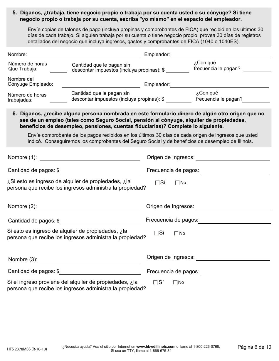 Formulario HFS2378MBS Beneficios De Salud Para Trabajadores Con Discapacidades (Solicitud Por Correo) - Illinois (Spanish), Page 7