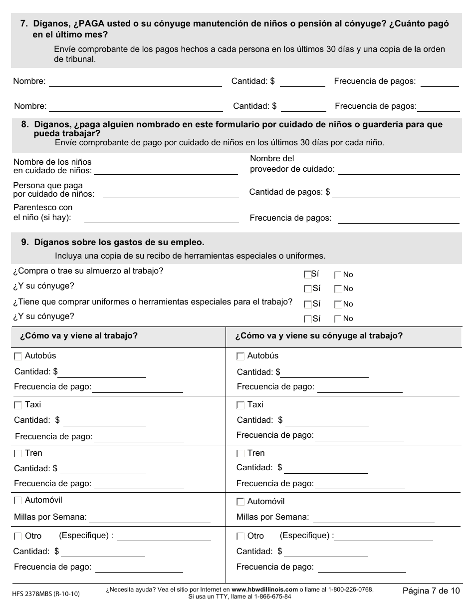 Formulario HFS2378MBS Beneficios De Salud Para Trabajadores Con Discapacidades (Solicitud Por Correo) - Illinois (Spanish), Page 8