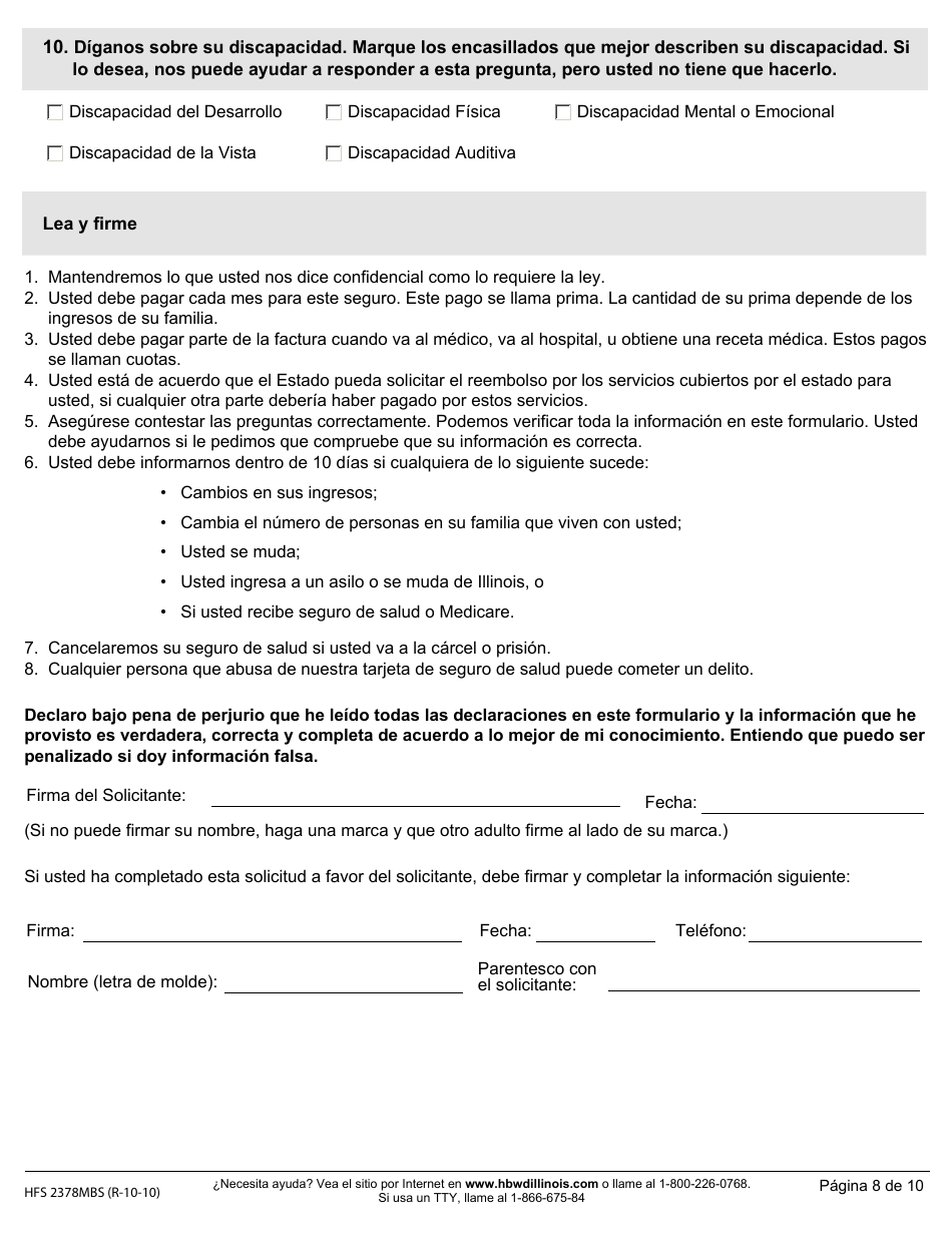 Formulario HFS2378MBS Beneficios De Salud Para Trabajadores Con Discapacidades (Solicitud Por Correo) - Illinois (Spanish), Page 9
