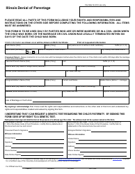 Document preview: Form HFS3416D Illinois Denial of Parentage - Illinois