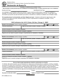 Document preview: Formulario HFS3859BS Declaracion De Buena Fe - Illinois (Spanish)