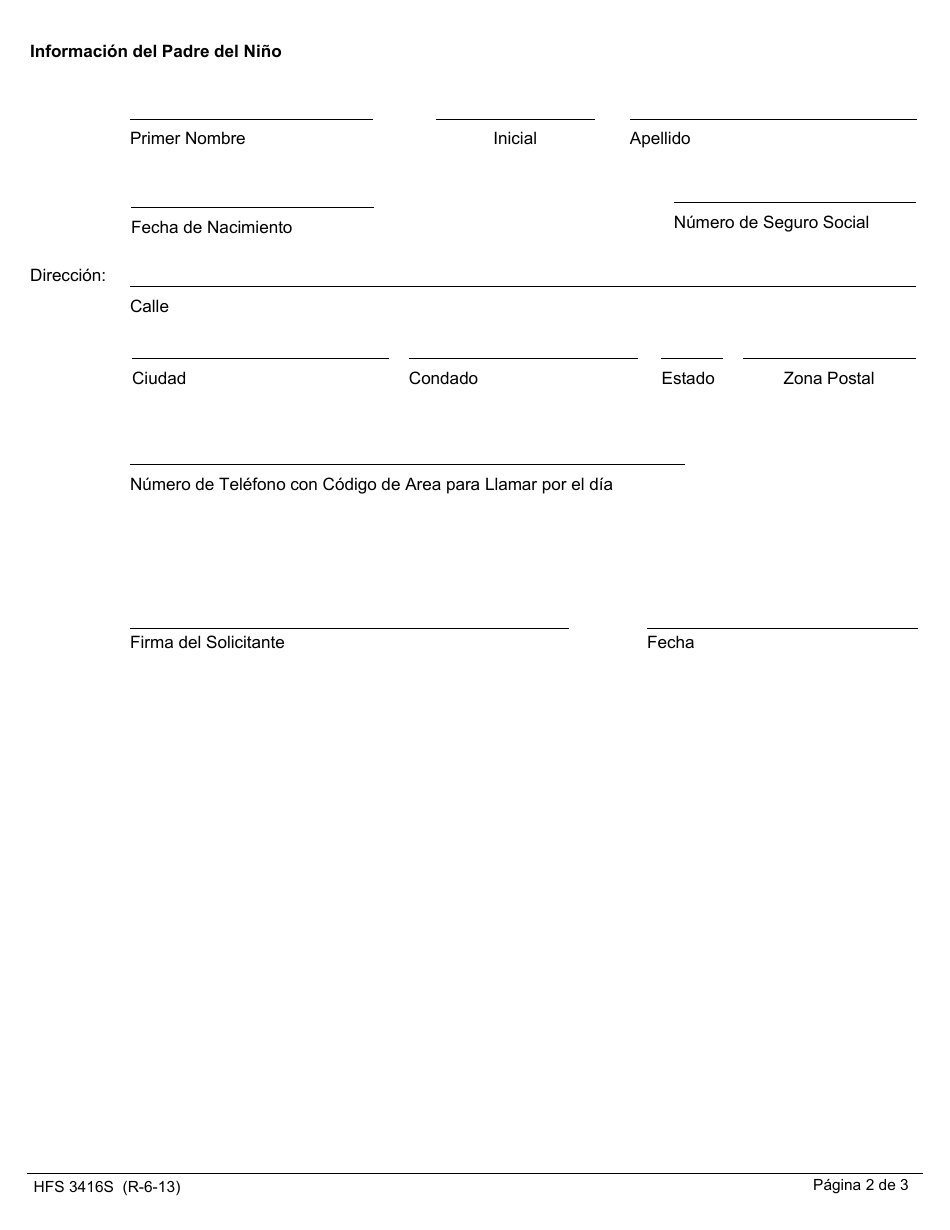 Formulario HFS3416S Peticion Para Solicitud - Servicios De Manutencion De Ninos - Illinois (Spanish), Page 2