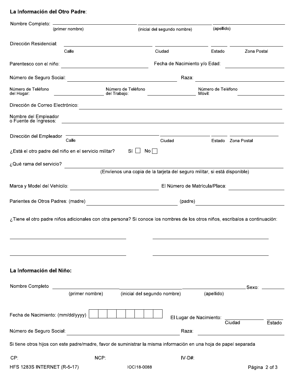 Formulario HFS1283S Solicitud Para Servicios De Manutencion De Ninos (Titulo IV-D) - Illinois (Spanish), Page 2