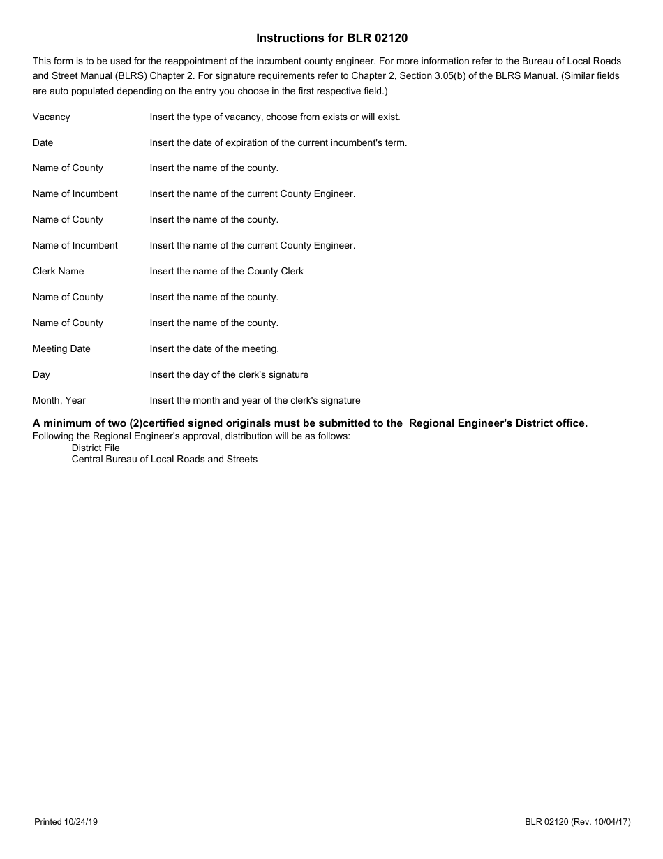 Form BLR02120 Resolution Requesting Consent to the Reappointment of the Incumbent as County Engineer - Illinois, Page 2