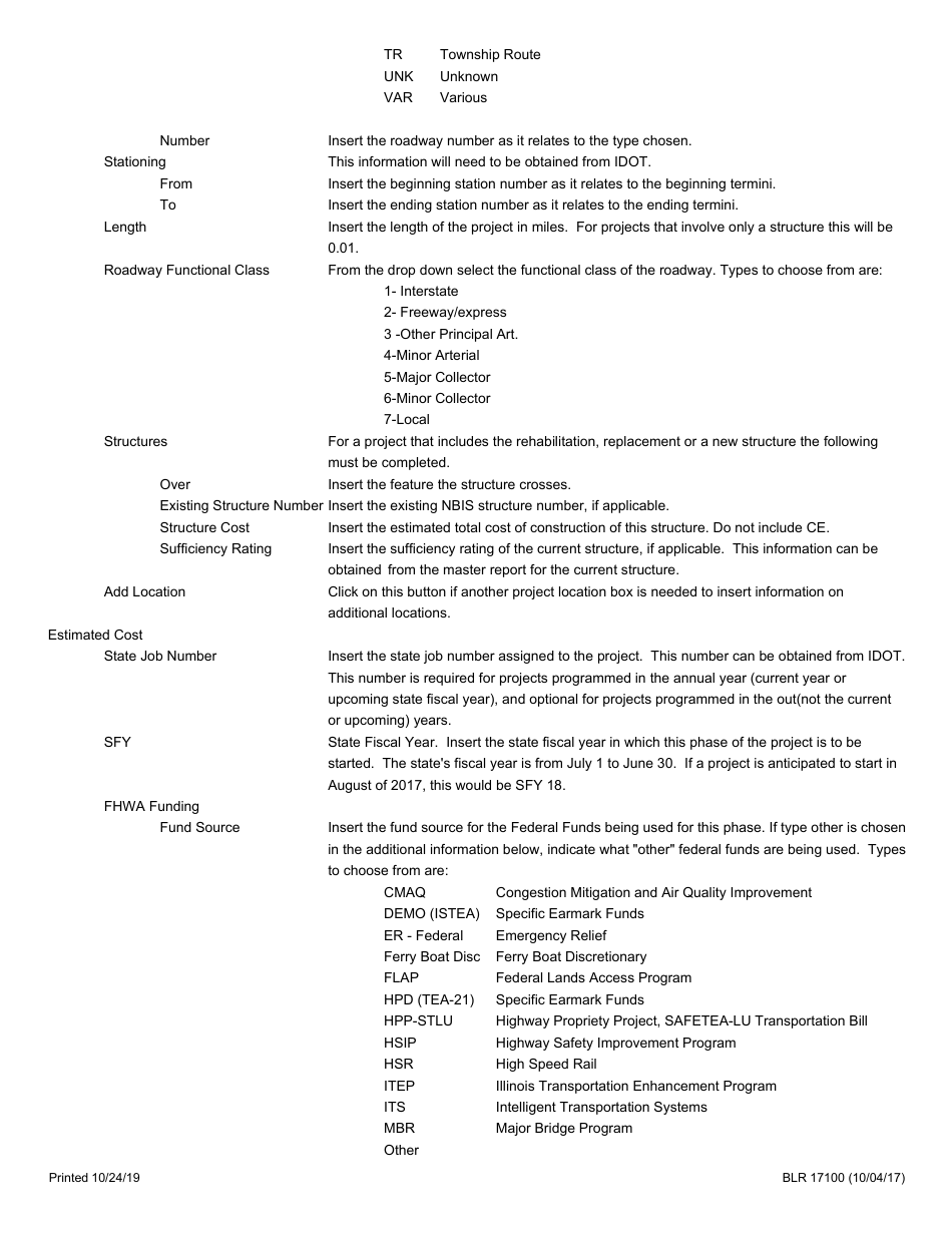 Form BLR17100 Local Public Agency Multi-Year Program Project Request - Illinois, Page 3