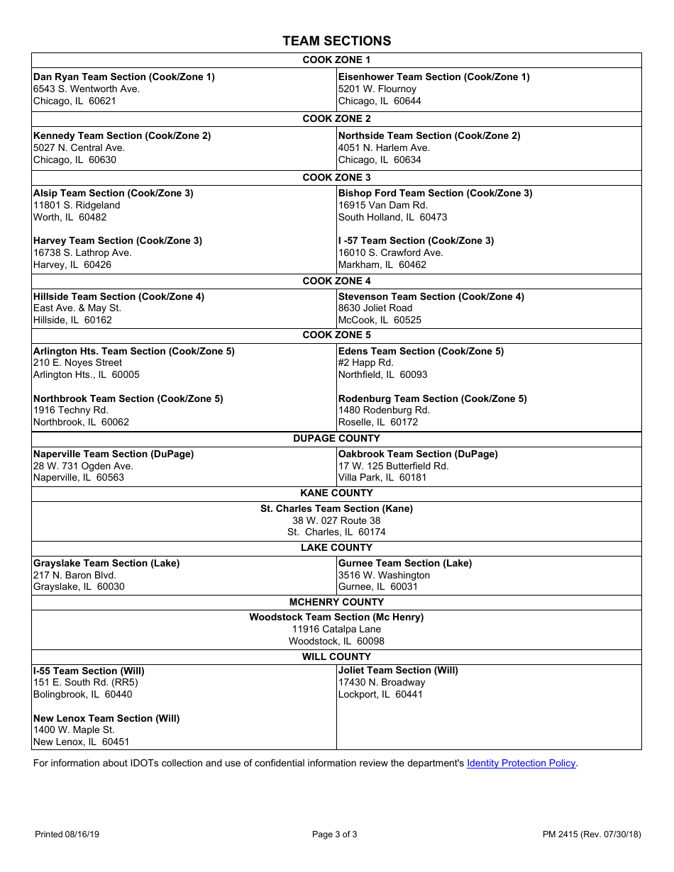 Form PM2415 Application for Winter Salaried Highway Maintainers (Monthly Snowbirds) - District 1 - Illinois, Page 3