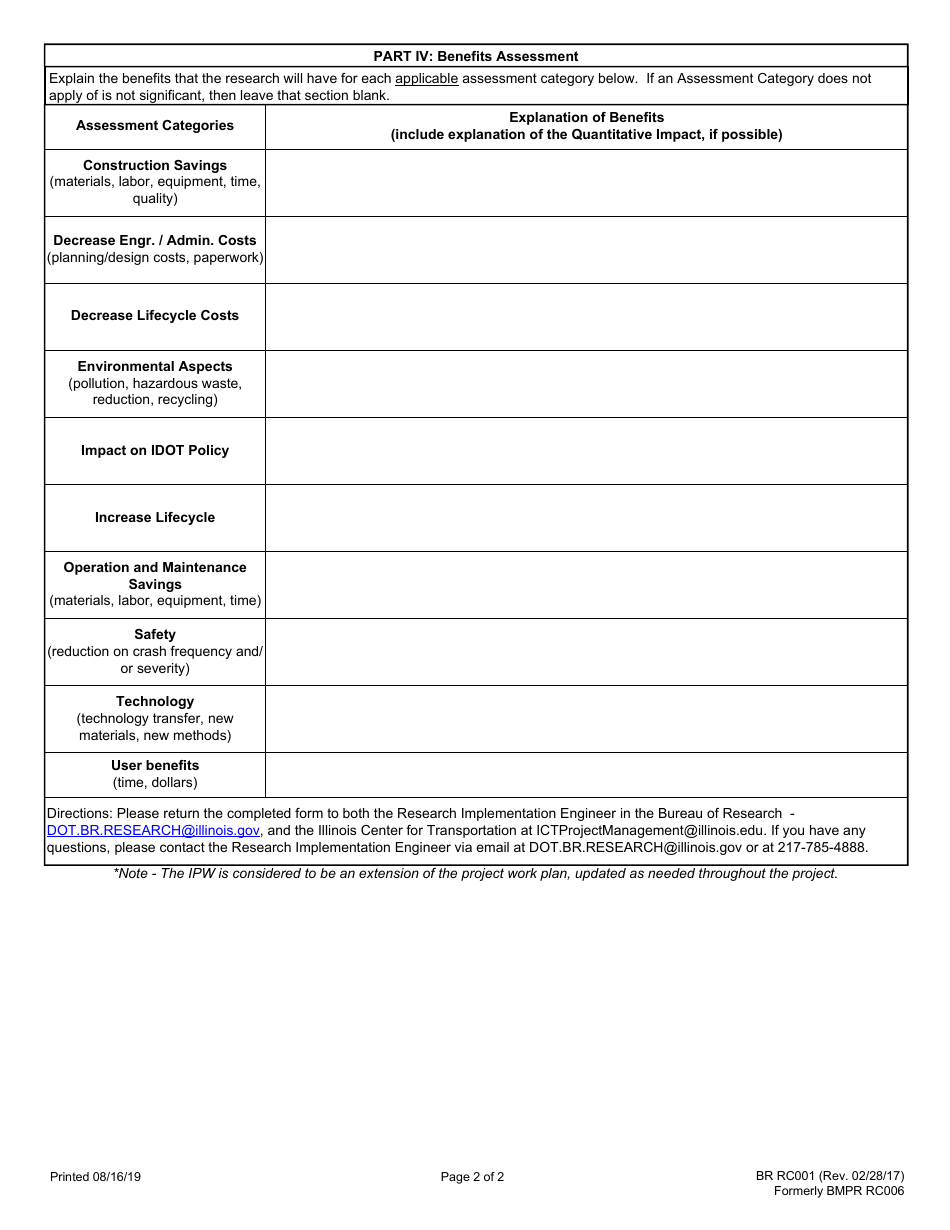 Form BR RC001 Implementation Planning Worksheet - Illinois, Page 2