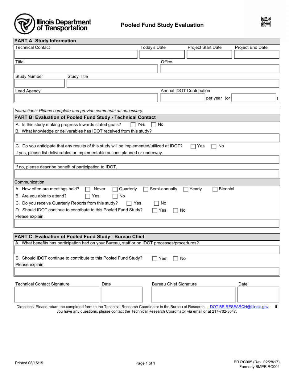 Form BR RC005 Pooled Fund Study Evaluation - Illinois, Page 1