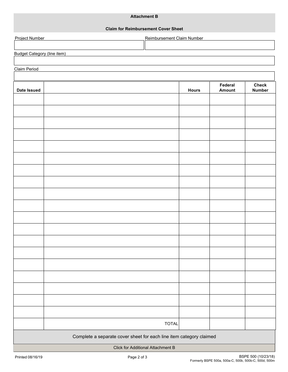 Form BSPE500 Step Claim for Reimbursement - Illinois, Page 2