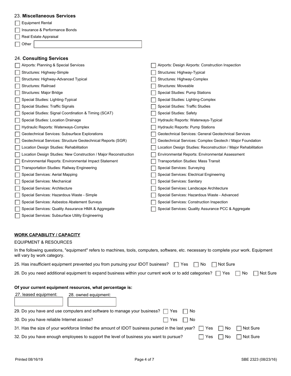 Form SBE2323 Dbe Needs Assessment - Illinois, Page 4