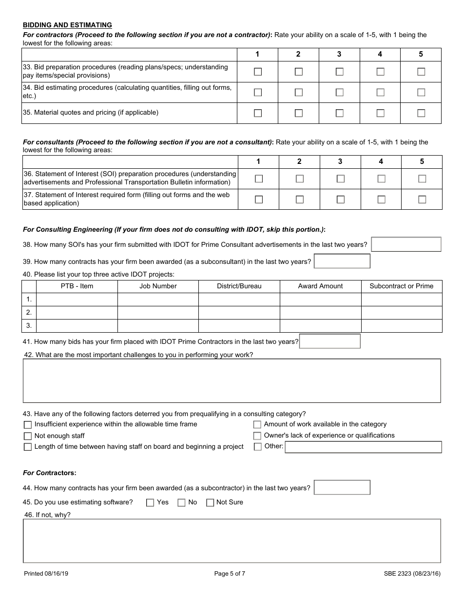 Form SBE2323 Dbe Needs Assessment - Illinois, Page 5