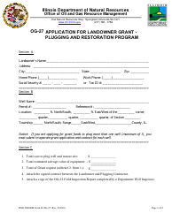 Form OG-27 Application for Landowner Grant - Plugging and Restoration Program - Illinois, Page 3