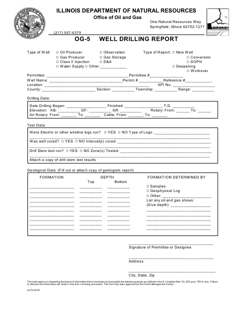 Form OG-5 (IL472-0279)  Printable Pdf