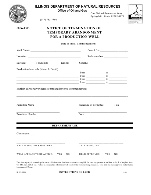 Form OG-15B (IL472-0280)  Printable Pdf