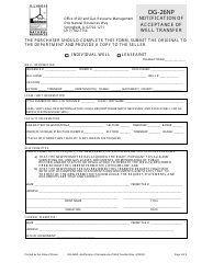 Form OG-26NP Notification of Acceptance of Well Transfer - Illinois
