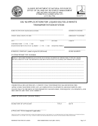 Document preview: Form OG-16 Application for Liquid Oilfield Waste Transportation System - Illinois