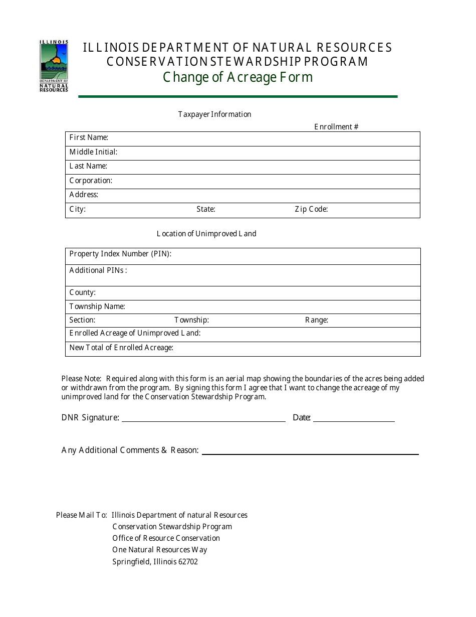 Change of Acreage Form - Illinois, Page 1
