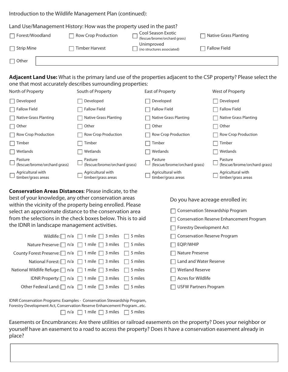 Illinois Conservation Stewardship Program Application & Management Plan