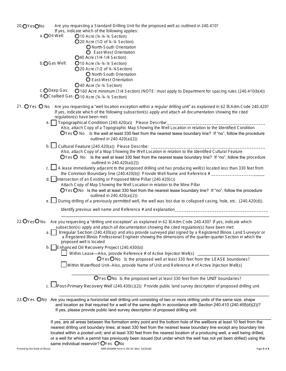 Form OG-10 Permit Application to Drill, Deepen, or Convert a Well - Illinois, Page 3