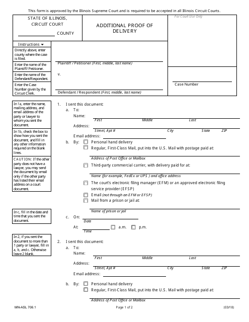 Form MN-ASL706.1 Additional Proof of Delivery - Illinois