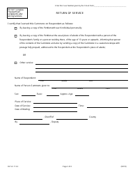 Form DV-SU113.4 Summons Petition for Dissolution of Marriage/Civil Union - Illinois, Page 2