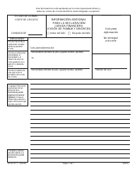 Document preview: Formulario DV-AI121.1 Informacion Adicional Para La Declaracion Jurada Financiera - Casos De Familia Y Divorcio - Illinois (Spanish)