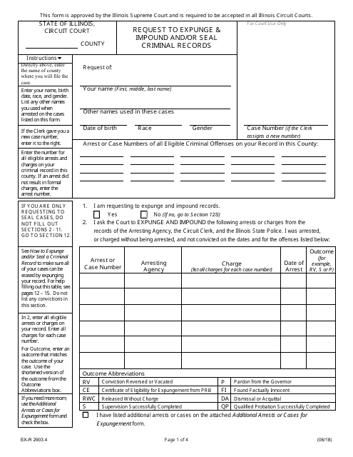 Form EX-R2903.4 Request to Expunge & Impound and/or Seal Criminal Records - Illinois